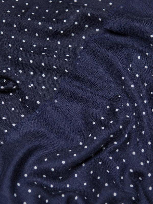 Begg & Co Wispy Hanover Mens Cashmere Scarf Navy White