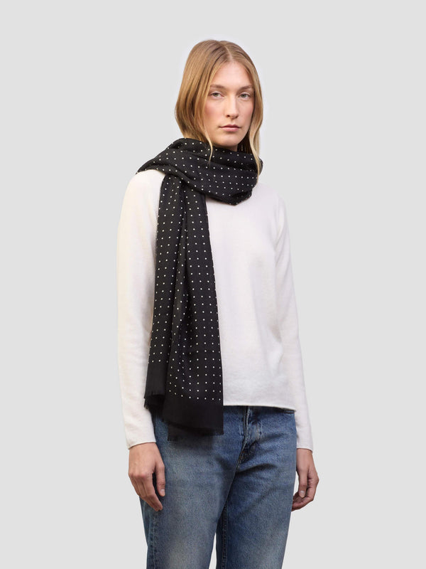 begg & co Wispy Hanover Womens Cashmere Scarf Black White
