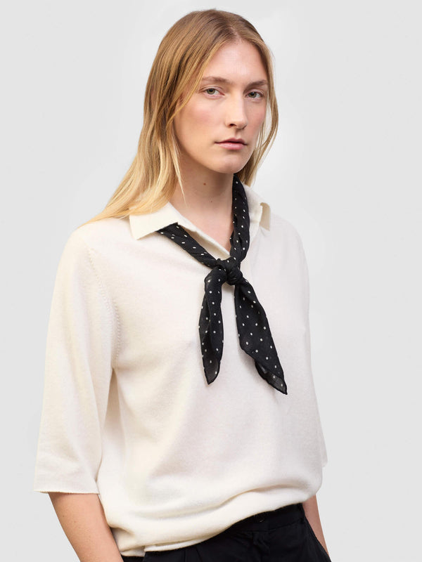 begg & co Wispy Hanover Womens Cashmere Square Scarf Black White