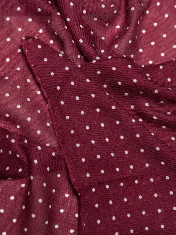 Begg & Co Wispy Hanover Womens Cashmere Square Scarf Burgundy White