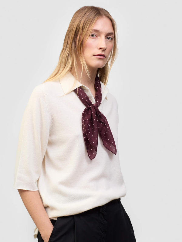 begg & co Wispy Hanover Womens Cashmere Square Scarf Burgundy White