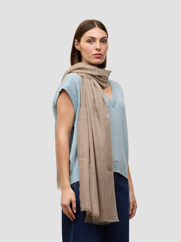 begg & co Wispy Solid Womens Superfine Cashmere Scarf Dark Natural - Begg x Co