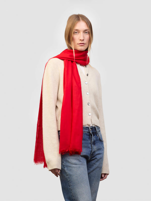 Begg & Co Wispy Solid Womens Superfine Cashmere Scarf Regal Red - Begg X Co