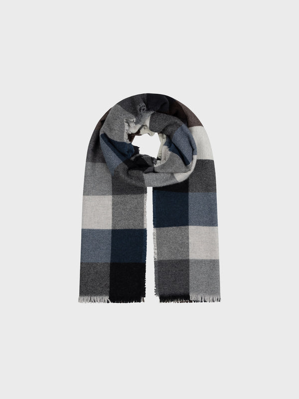 Begg & Co Women's Alloa Courchevel Navy Black Cashmere Stole - Begg X Co