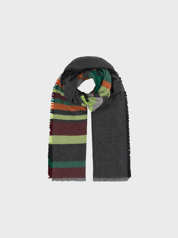 Begg & Co Women's Alloa Stubai Charcoal Green Cashmere Stole - Begg X Co