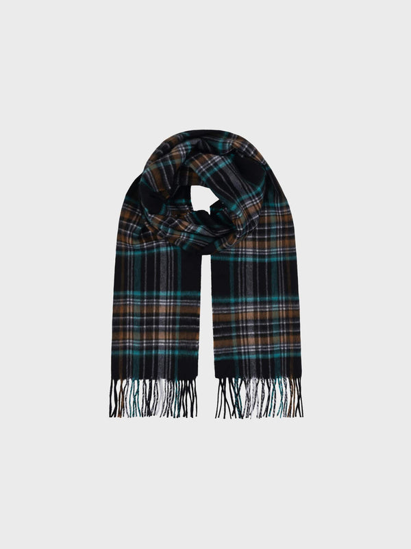 Begg & Co Women's Arran Serfaus Black White Teal Cashmere Scarf - Begg X Co