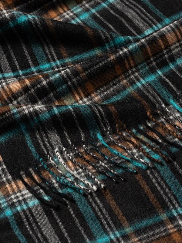 Begg & Co Women's Arran Serfaus Black White Teal Cashmere Scarf - Begg X Co