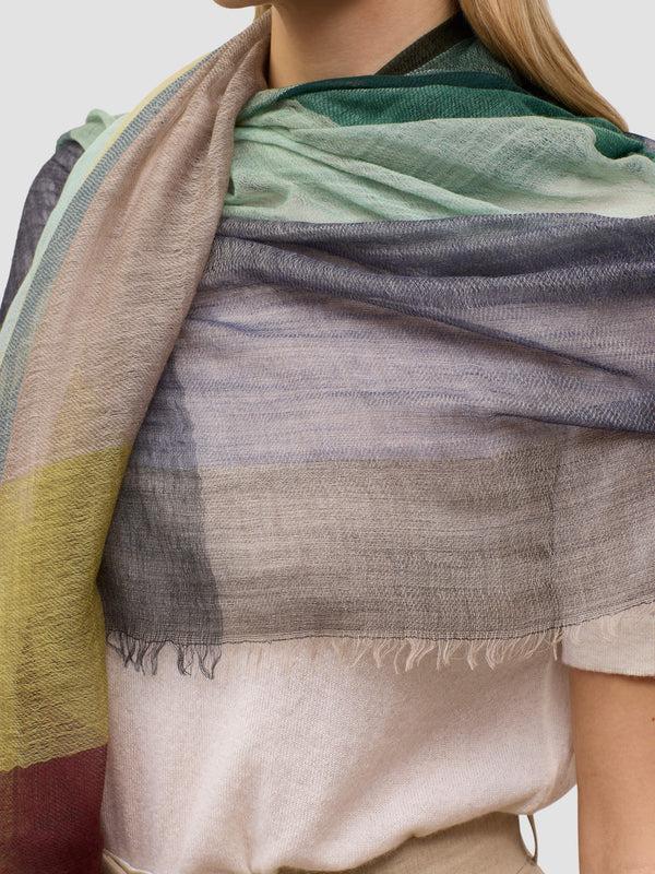Begg & Co Women's Filigree Nora Kelp Zest Lightweight Cashmere Scarf - Begg X Co