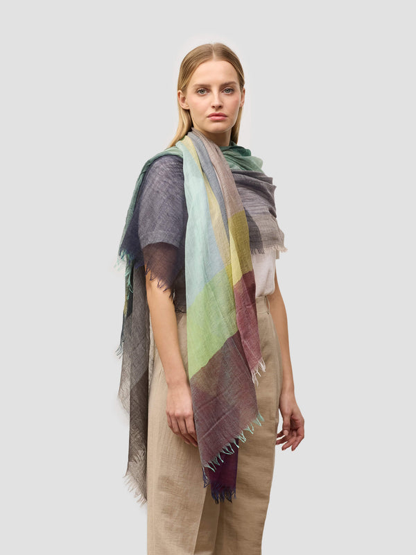 begg & co Women's Filigree Nora Kelp Zest Lightweight Cashmere Scarf - Begg x Co