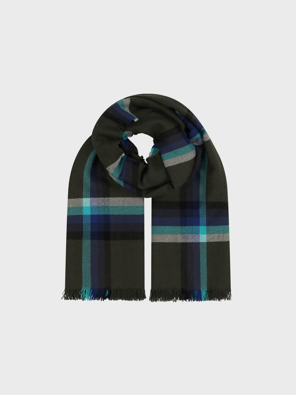 Begg & Co Women's Islay Danakil Khaki Turquoise Cashmere Stole - Begg X Co