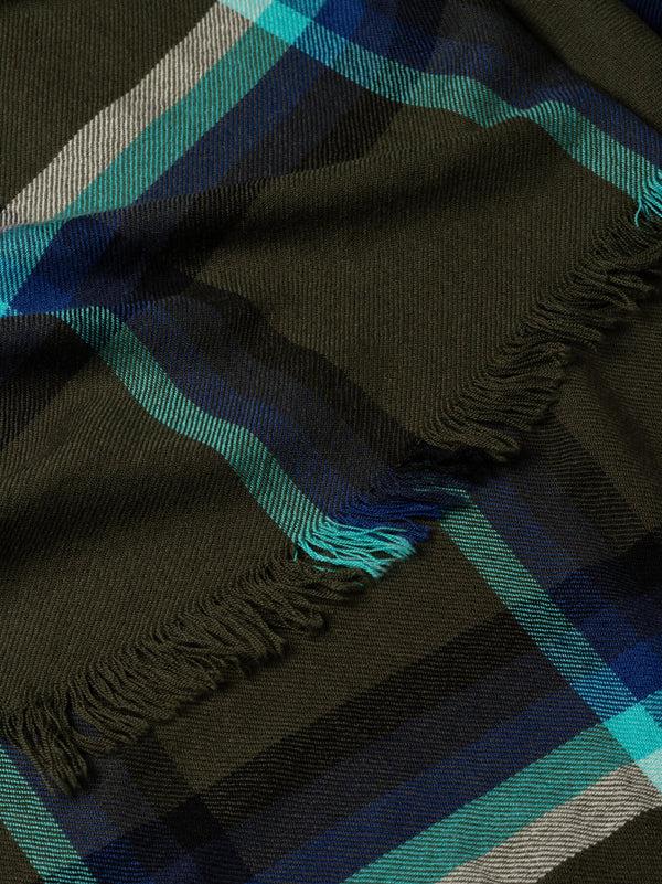 Begg & Co Women's Islay Danakil Khaki Turquoise Cashmere Stole - Begg X Co