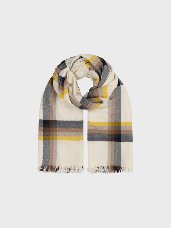 Begg & Co Women's Islay Danakil White Navy Cashmere Stole - Begg X Co
