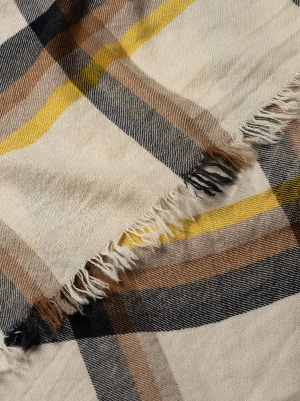 Begg & Co Women's Islay Danakil White Navy Cashmere Stole - Begg X Co