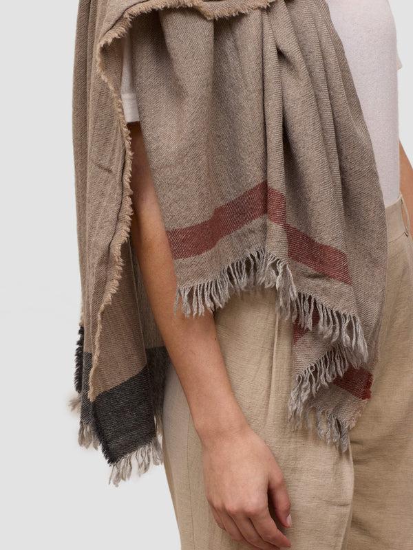 Begg & Co Women's Islay Rosiere Cashmere Stole Greige Brown - Begg X Co