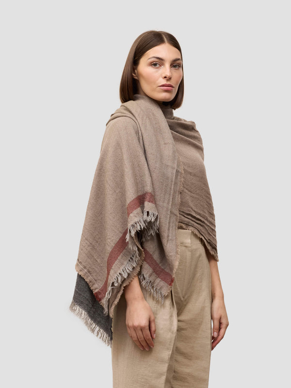 begg & co Women's Islay Rosiere Cashmere Stole Greige Brown - Begg x Co begg & co Women's Islay Rosiere Cashmere Stole Greige Brown - Begg x Co