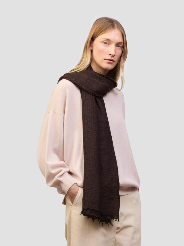 begg & co Women's Staffa Dark Cocoa Lightweight Cashmere Silk Scarf - Begg x Co