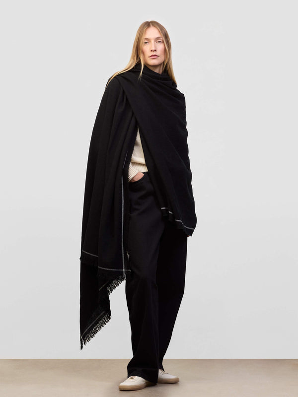 begg & co Women's Washed Kos Thorens Cashmere Stole Black - Begg x Co