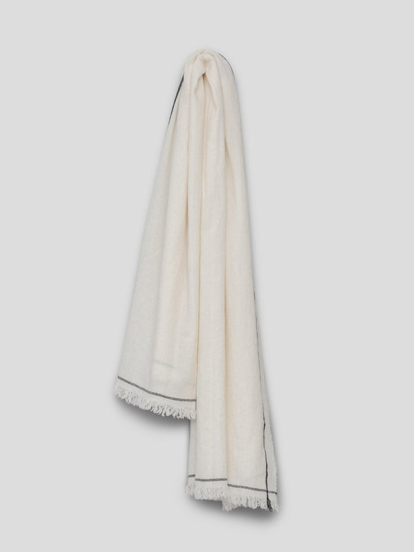 Begg & Co Women's Washed Kos Thorens Cashmere Stole White - Begg X Co