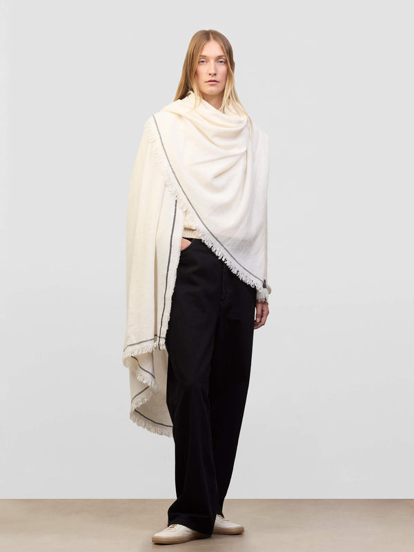 begg & co Women's Washed Kos Thorens Cashmere Stole White - Begg x Co
