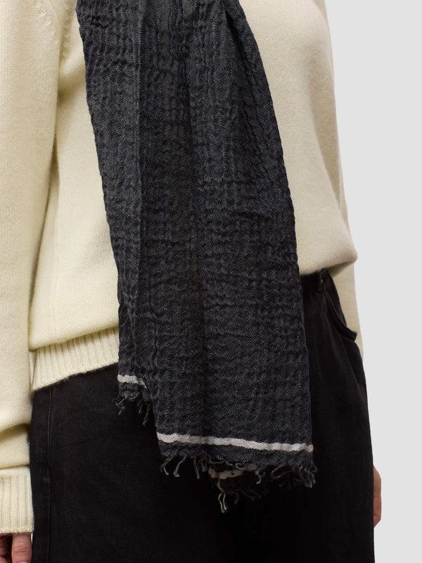 Begg & Co Women's Washed Staffa Cadell Cashmere Silk Scarf Navy White - Begg X Co
