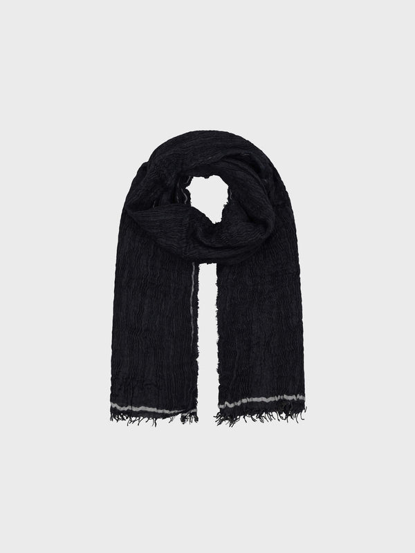 Begg & Co Women's Washed Staffa Cadell Cashmere Silk Scarf Navy White - Begg X Co