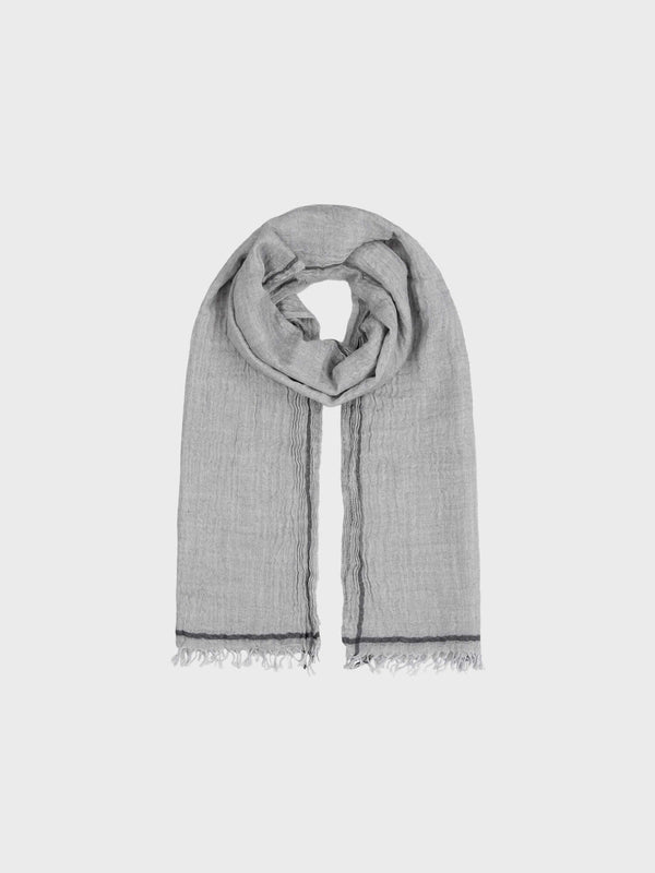 Begg & Co Women's Washed Staffa Cadell Cashmere Silk Scarf Silver Charcoal - Begg X Co