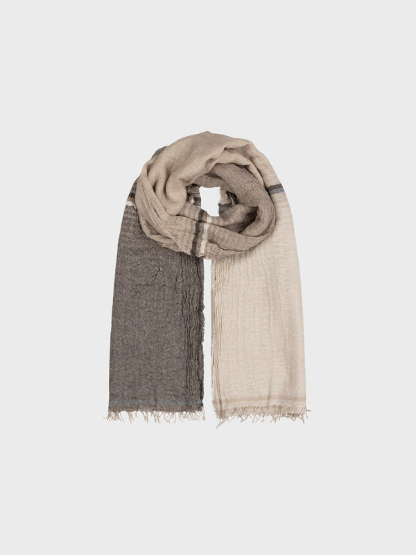 Begg & Co Women's Washed Staffa Gloaming Cashmere Silk Scarf White Stone - Begg X Co