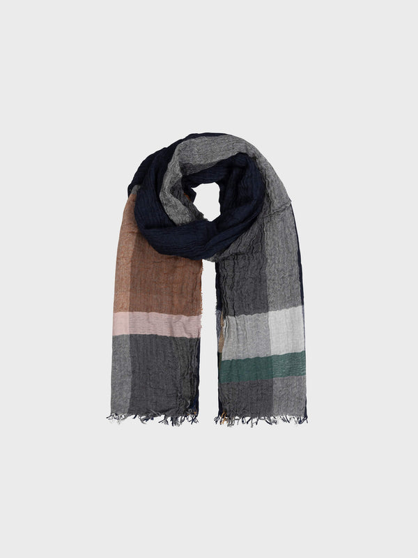 Begg & Co Women's Washed Staffa Neilson Cashmere Silk Scarf Black Navy Green - Begg X Co