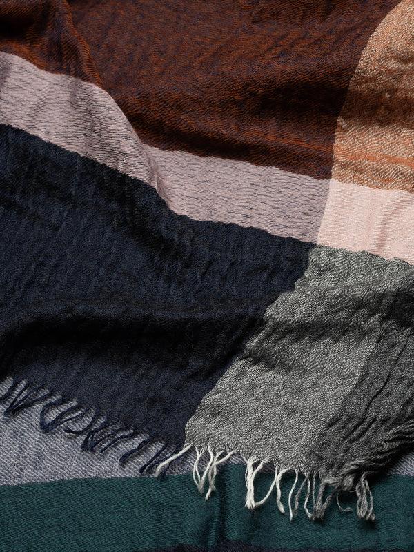 Begg & Co Women's Washed Staffa Neilson Cashmere Silk Scarf Black Navy Green - Begg X Co