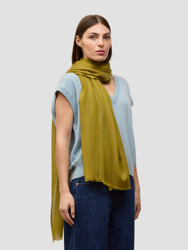 begg & co Women's Wispy Lightweight Cashmere Scarf Chartreuse - Begg x Co