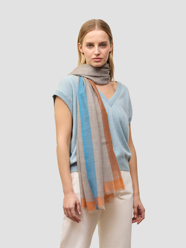 begg & co Women's Wispy Peploe Dark Grey Teal Lightweight Cashmere Scarf - Begg x Co