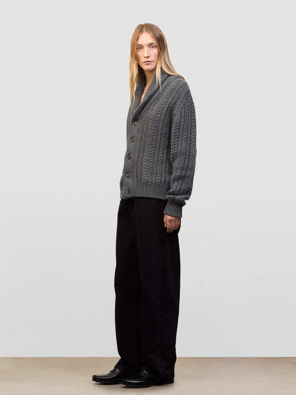 Begg & Co Womens Aspen Asphalt Grey Cashmere Knitted Cardigan - Begg X Co