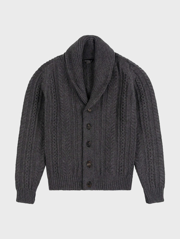 Begg & Co Womens Aspen Asphalt Grey Cashmere Knitted Cardigan - Begg X Co