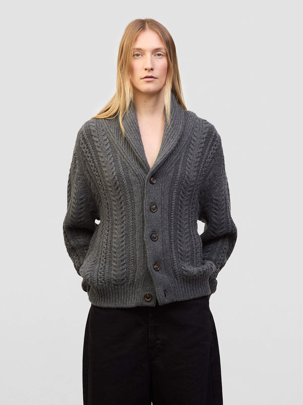 begg & co Womens Aspen Asphalt Grey Cashmere Knitted Cardigan - Begg x Co