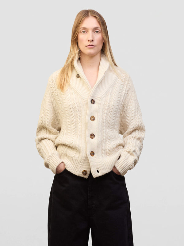 begg & co Womens Aspen Bare Undyed Cashmere Knitted Cardigan