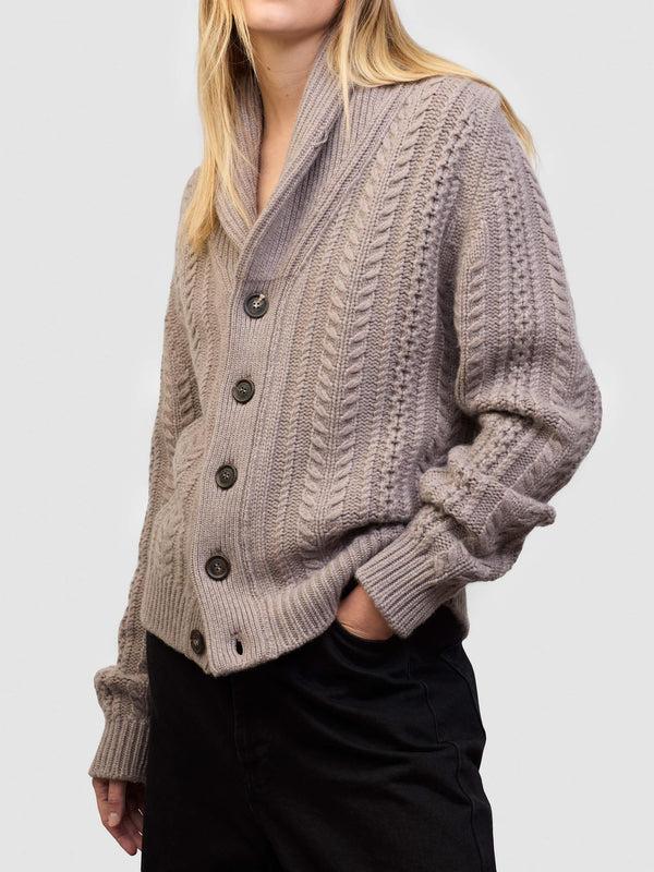 Begg & Co Womens Aspen Lynx Shawl Collar Cashmere Cardigan - Begg X Co
