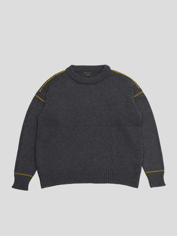 Begg & Co Womens Chitose Crew Titanium Tumeric Grey Cashmere Sweater - Begg X Co