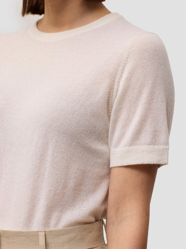 Begg & Co Womens Cou Cou Ice White Cashmere T-Shirt - Begg X Co