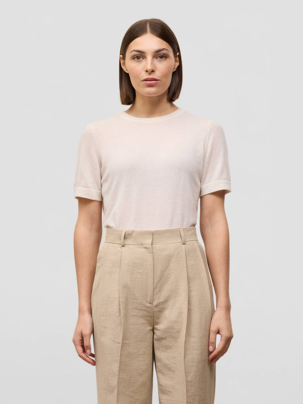 begg & co Womens Cou Cou Ice White Cashmere T-Shirt - Begg x Co begg & co Womens Cou Cou Ice White Cashmere T-Shirt - Begg x Co