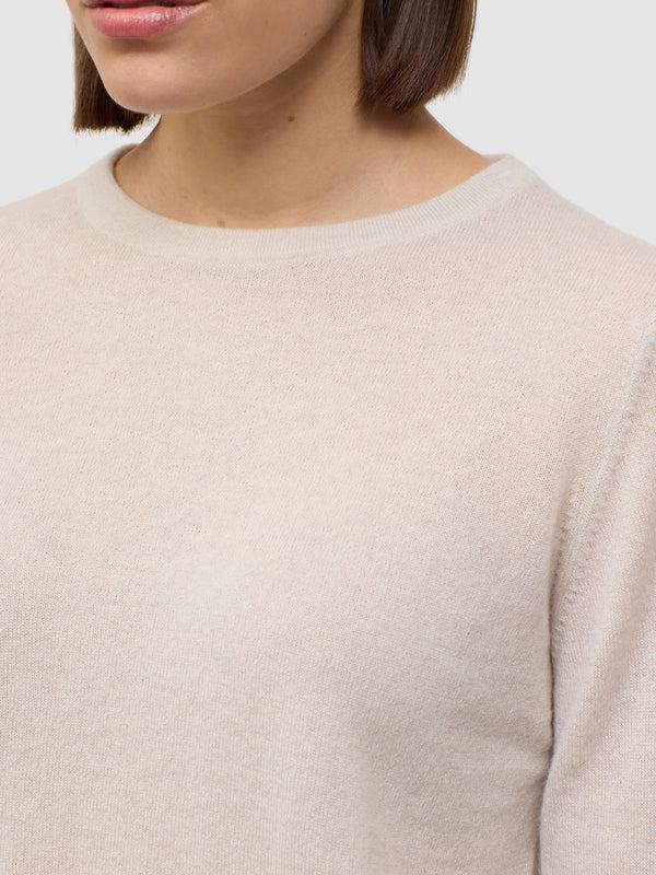 Begg & Co Womens Cou Cou White Sail Cashmere Crew Neck Sweater - Begg X Co