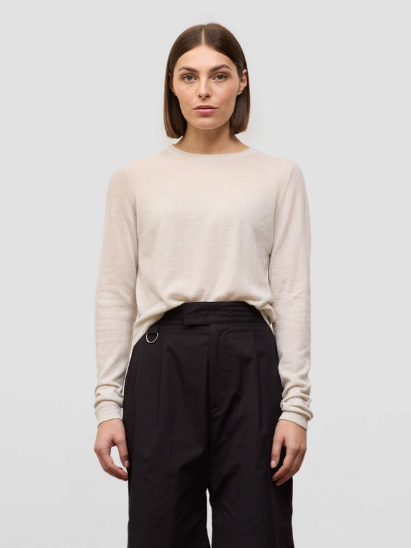 begg & co Womens Cou Cou White Sail Cashmere Crew Neck Sweater - Begg x Co begg & co Womens Cou Cou White Sail Cashmere Crew Neck Sweater - Begg x Co