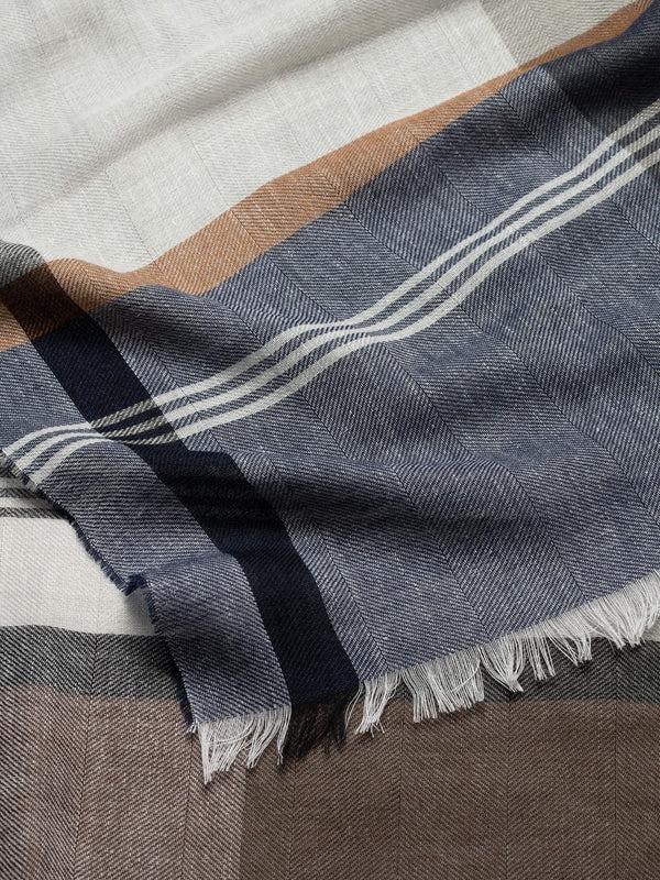 Begg & Co Womens Fiji Duncan Flannel Grey Blue Cashmere Blend Scarf - Begg X Co