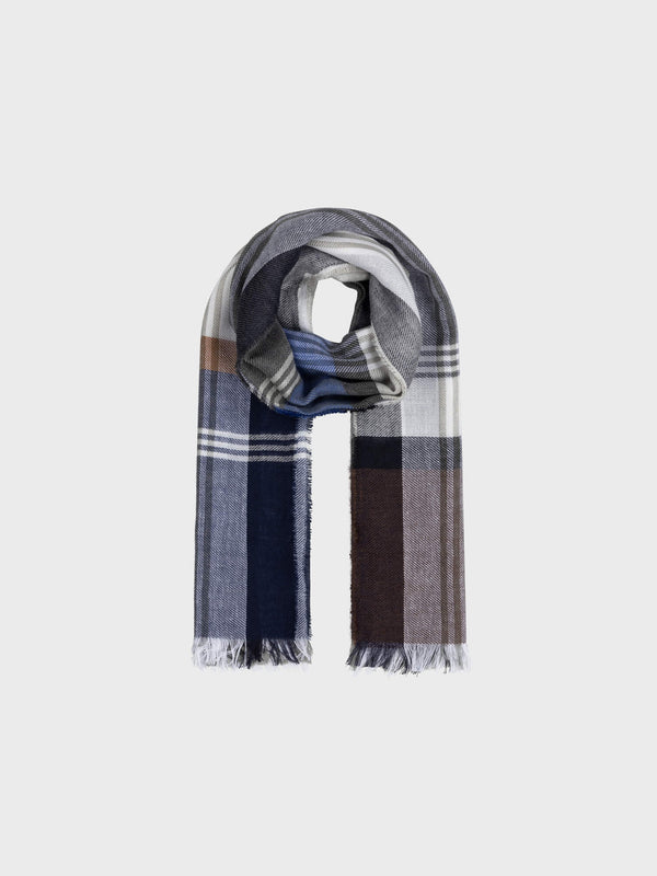 begg & co Womens Fiji Duncan Flannel Grey Blue Cashmere Blend Scarf - Begg x Co