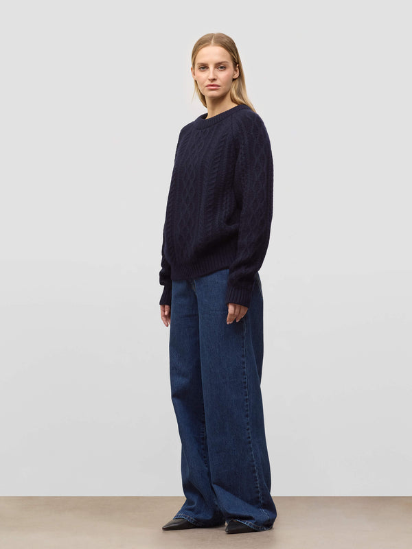 Begg & Co Womens Gigha Pirate Navy Cashmere Sweater - Begg X Co