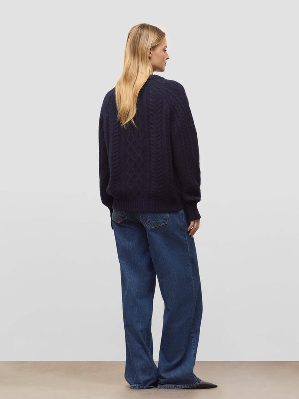 Begg & Co Womens Gigha Pirate Navy Cashmere Sweater - Begg X Co