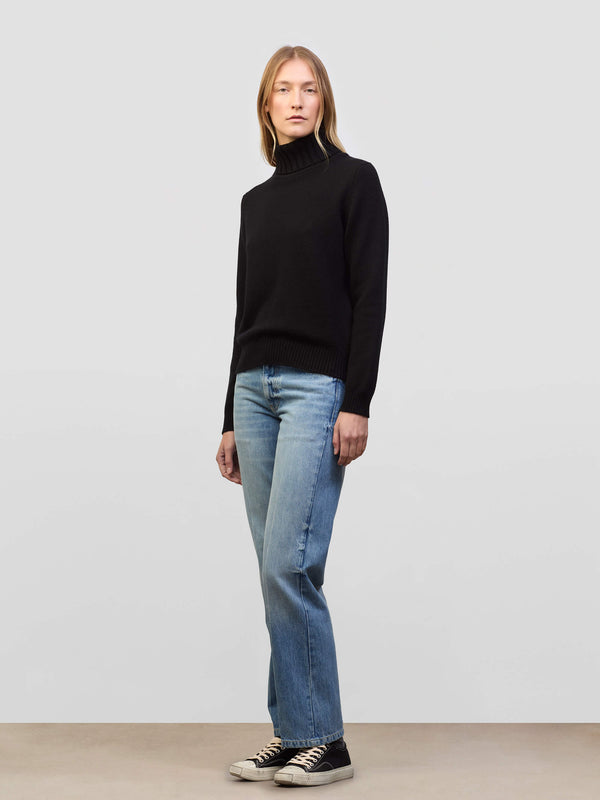 Begg & Co Womens Hepburn Black Cashmere Roll Neck Sweater - Begg X Co