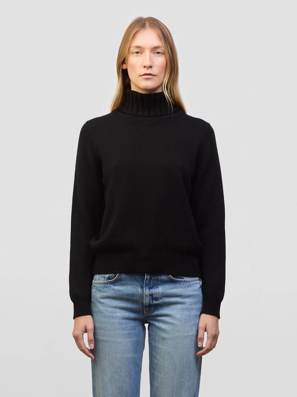 begg & co Womens Hepburn Black Cashmere Roll Neck Sweater - Begg x Co