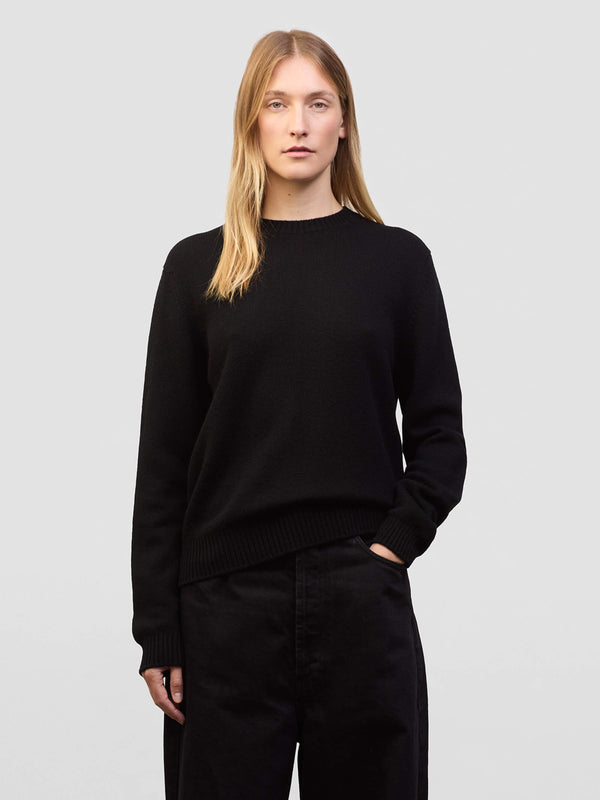 begg & co Womens Hepburn Crew Black Cashmere Sweater - Begg x Co