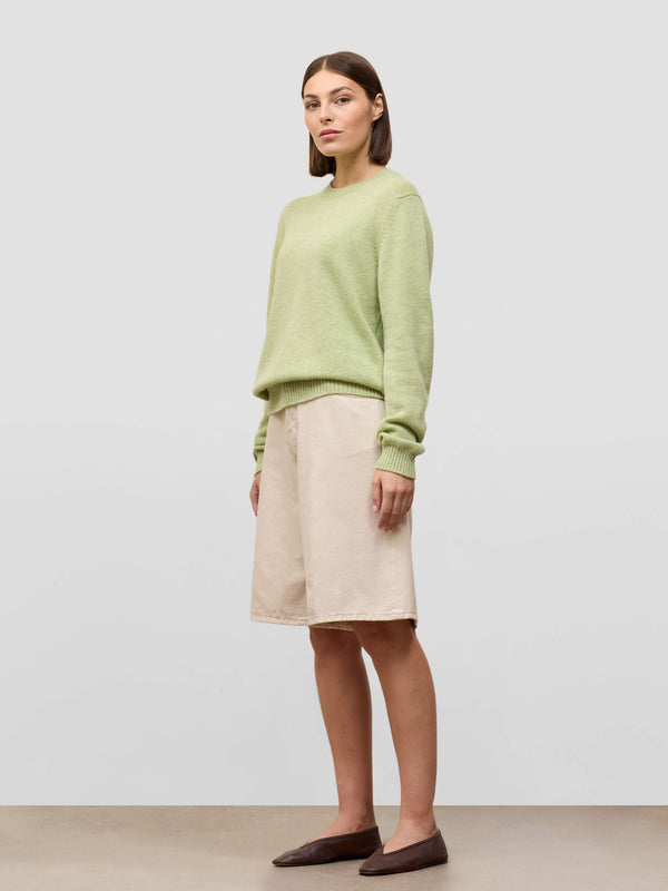 Begg & Co Womens Hepburn Crew Sorrel Green Cashmere Sweater - Begg X Co