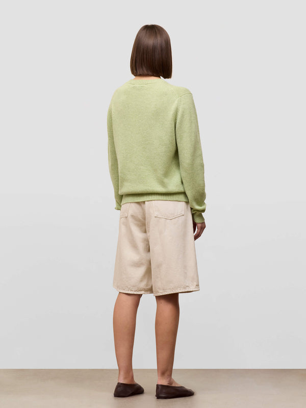 Begg & Co Womens Hepburn Crew Sorrel Green Cashmere Sweater - Begg X Co